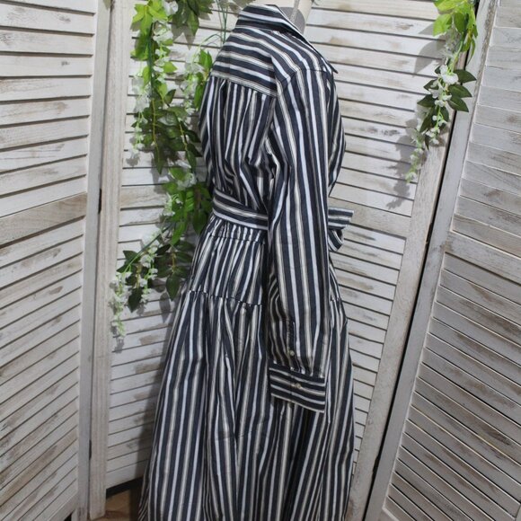 Free Assembly Belted Cotton Maxi Shirtdress With Long Sleeves - Picture 6 of 13